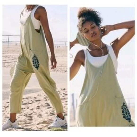 Free People Pants - NEW Free People Hot Shot Logo Jumpsuit Womens S Avocado Green Gorpcore Casual